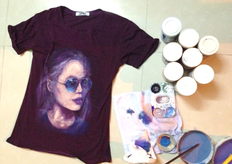 150.000 dong mot buc tranh chan dung tren ao hinh anh