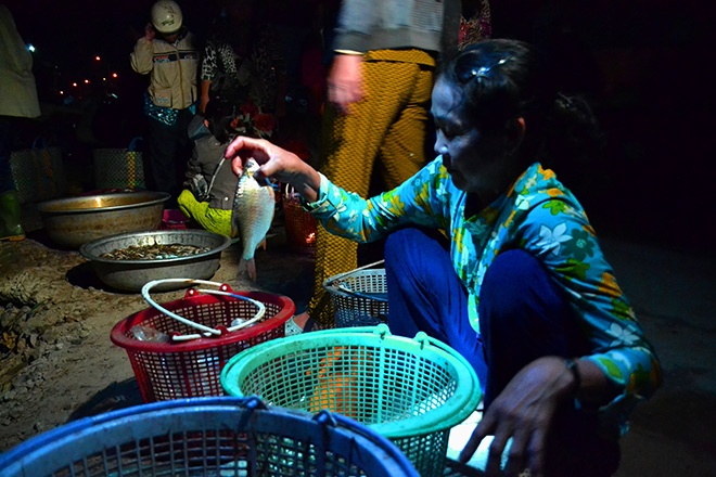 Sau đó chợ hoạt động tấp nập, kết thúc vào lúc 5 giờ sáng. Cá ở đây rất đa dạng, phong phú về chủng loại và có nguồn gốc tự nhiên được nhiều người tiêu dùng ưu chuộng, săn đón. Cá mè dinh, loài cá nổi tiếng của vùng đầu nguồn ĐBSCL vì chất lượng thịt thơm, ngon.