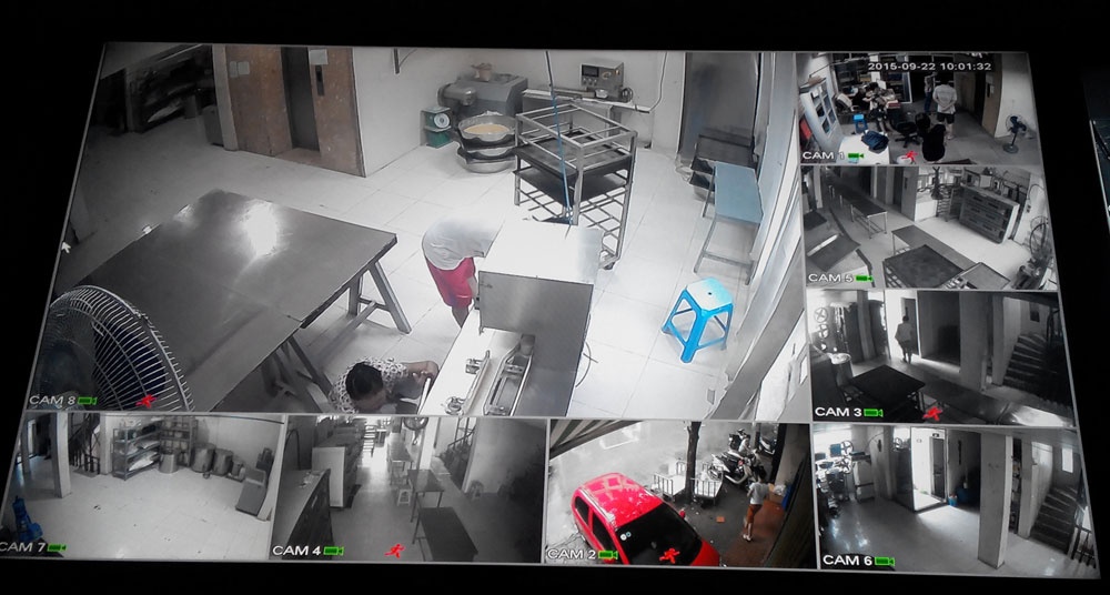 Hình ảnh trên camera quan sát của cơ sở 223 Thụy Khuê vào sáng ngày 22/9. Ảnh: T.A.