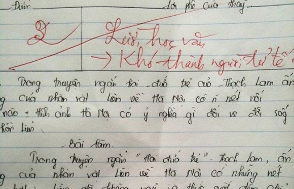 Bai van 2 diem nhan loi phe la cua giao vien hinh anh