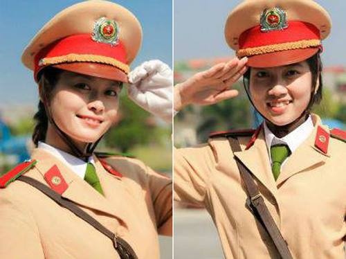 Xinh dep nhu nu sinh hoc Canh sat giao thong hinh anh