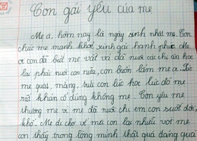 Thu gui nguoi me ban ca xuc dong cua co be lop 4 hinh anh