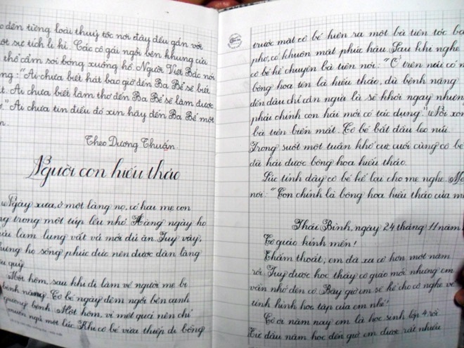 chữ đẹp, tranh, cô bé, lớp 3