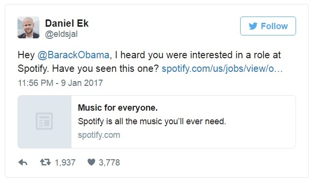 Spotify moi Obama nhan viec anh 1