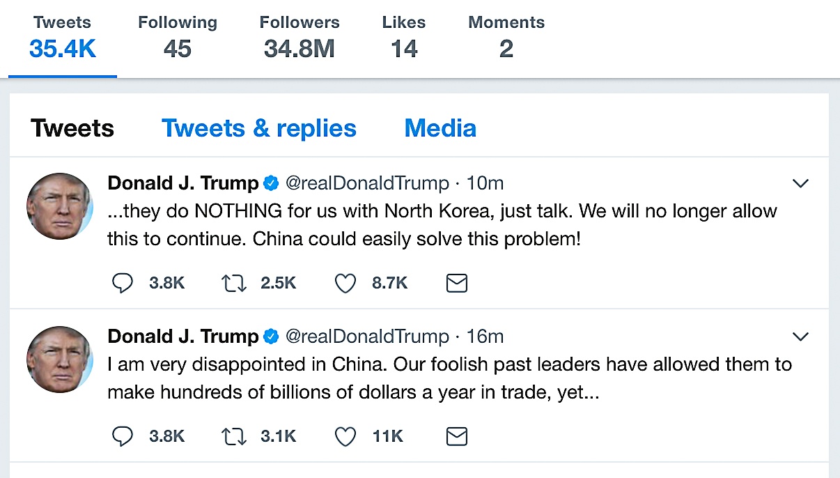 Trump len an Trung Quoc ve Trieu Tien anh 1