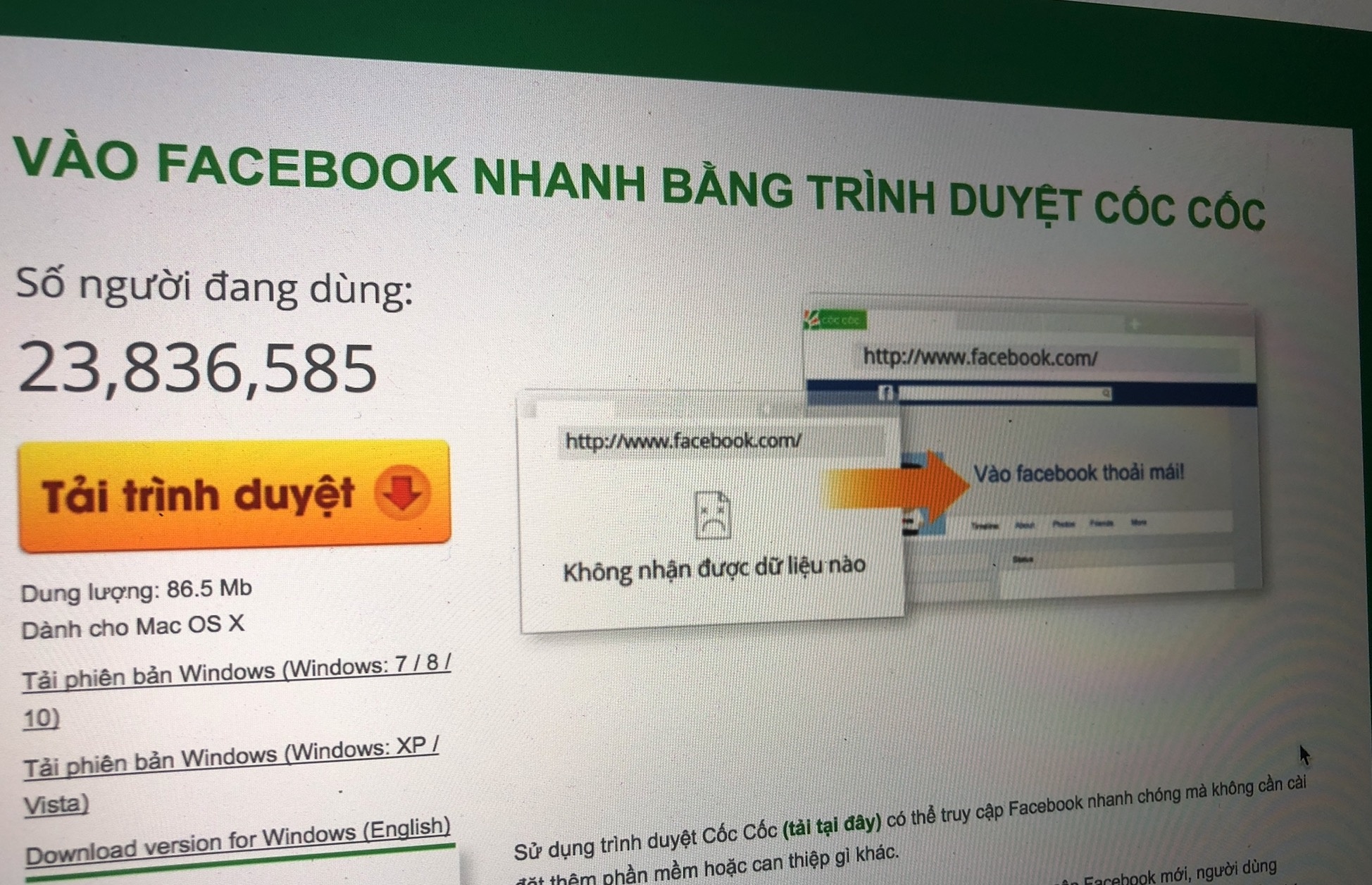 Coc Coc khang dinh khong thu thap du lieu nguoi dung Facebook hinh anh