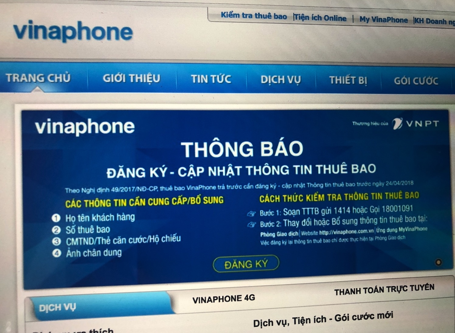 cách tự cập nhật thông tin thuê bao ảnh 2 cach tu cap nhat thong tin thue bao anh 2