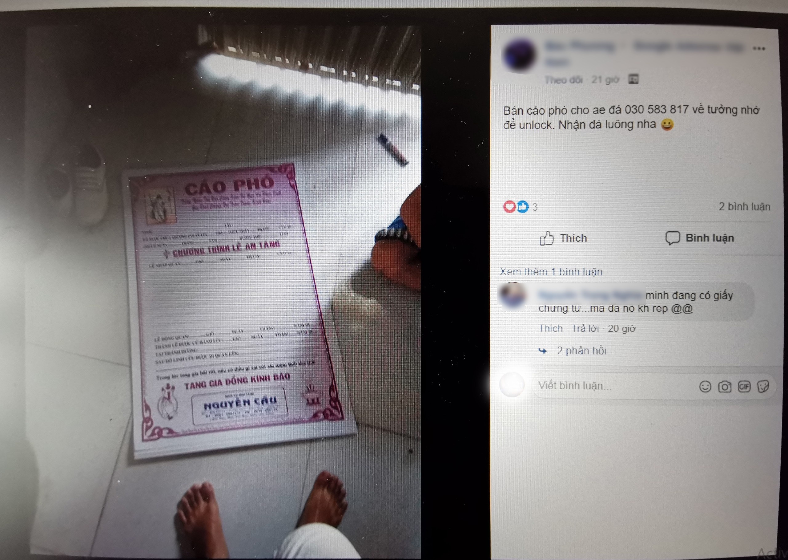 dùng giấy khai tử để báo cáo tài khoản facebook ảnh 1 dung giay khai tu de bao cao tai khoan facebook anh 1