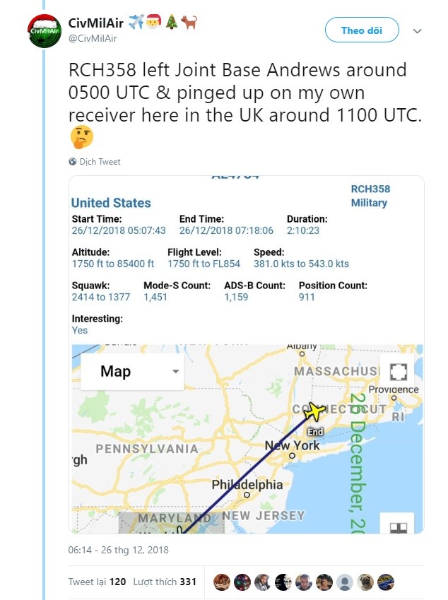 máy bay tổng thống trump bị theo dõi ảnh 2 may bay tong thong trump bi theo doi anh 2