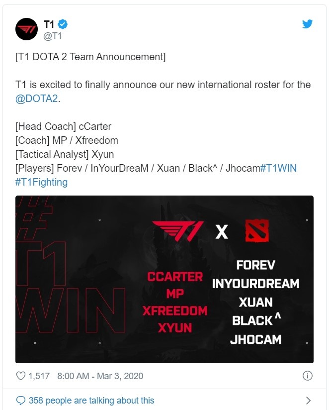 Cloud9 hoi ngo EE,  T1 cong bo doi hinh Dota 2 moi anh 2