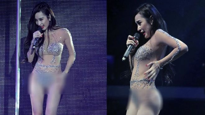 Angela Phuong Trinh co tinh thay do phan cam len san khau hinh anh