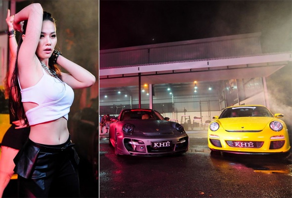 Thu Thuy tap hop dan xe khung quay hinh luc nua dem hinh anh