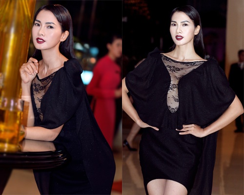 Anh Thu mac vay xe tao bao di su kien hinh anh