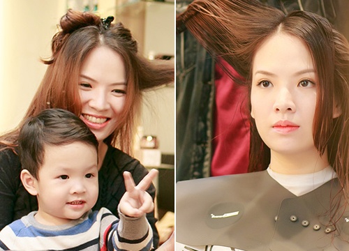 Dan Le dat con trai de thuong di cat toc hinh anh