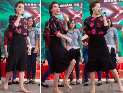 Ho Ngoc Ha chan tran hat, nhay o 'X Factor' hinh anh