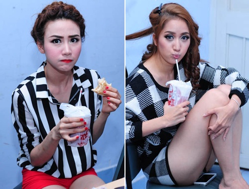 Ngan Khanh ru Khanh Thi tranh thu an truoc gio ghi hinh hinh anh