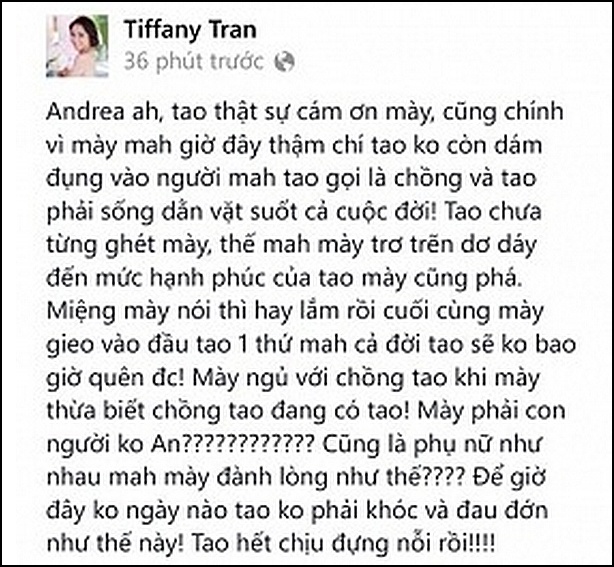 Những cáo buộc của Quỳnh Trâm dành cho Andrea bị xóa không lâu sau khi đăng tải.
