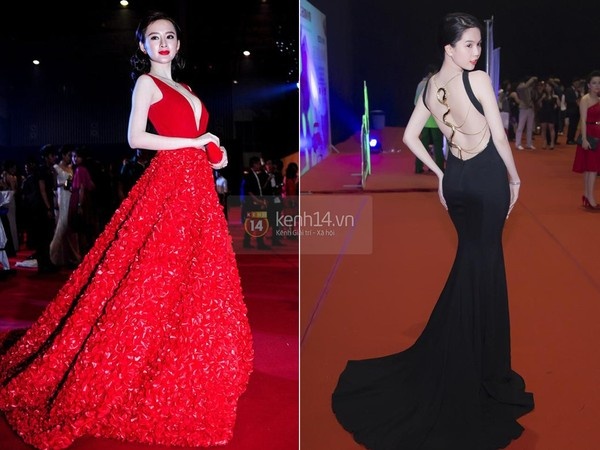 Nếu như Angela Phương Trinh sử dụng sắc đỏ nóng bỏng và bầu ngực gợi cảm làm 