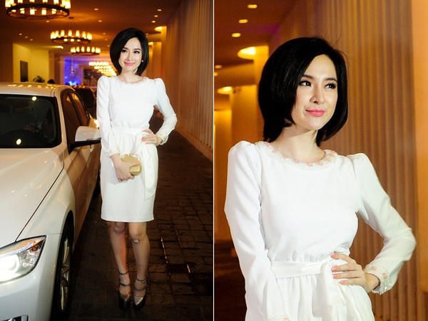 Tại một sự kiện khác, Angela Phương Trinh bất ngờ thay đổi phong cách khi diện váy 