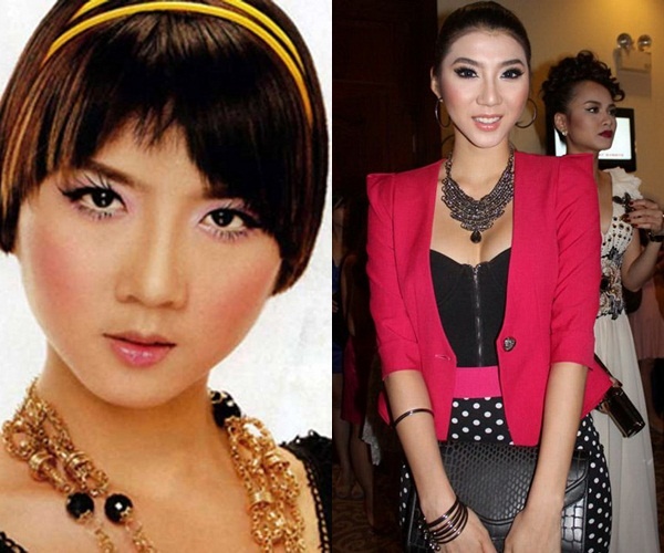 Cằm nhọn, V-line, sao Việt, Hồ Quỳnh Hương, Đinh Ngọc Diệp