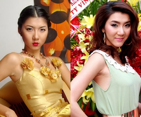 Cằm nhọn, V-line, sao Việt, Hồ Quỳnh Hương, Đinh Ngọc Diệp