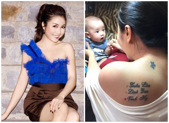 Ốc Thanh Vân cũng là một trong những nữ diễn viên yêu thích những hình xăm nghệ thuật. Cô đã xăm hình một chú rùa nhỏ, biệt danh của ông xã phía sau gáy để thể hiện tình cảm với người bạn đời của mình. Đồng thời, tên của 3 nhóc tì dễ thương nhà Ốc Thanh Vân cũng được cô lựa chọn để xăm trên lưng.