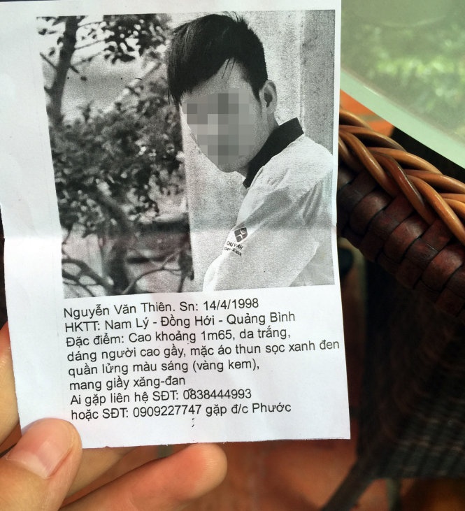 Nghi can Nguyễn Văn Thiên trong thông báo truy tìm của cơ quan cảnh sát điều tra.