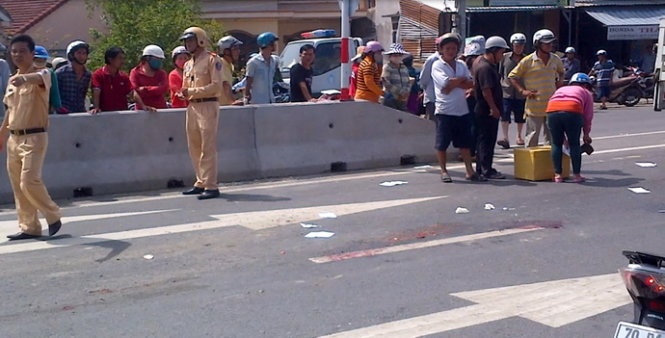 Hiện trường nơi xảy ra vụ tai nạn giao thông khiến chị Đẹp bị trọng thương.