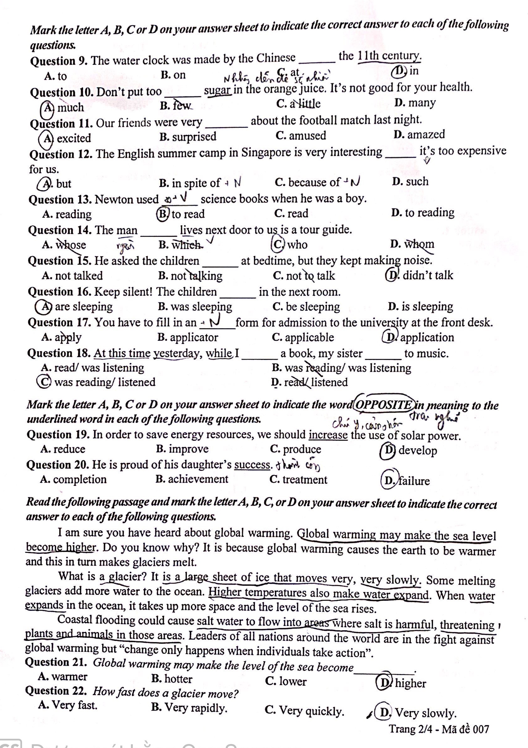 De thi vao 10 mon Tieng Anh anh 5