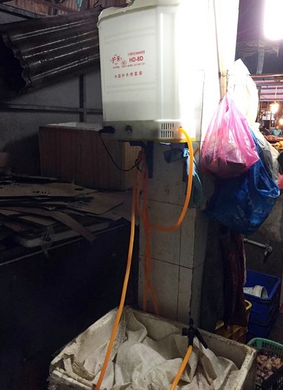 anh Hoàng Văn Điện - nhân viên làm việc trong cửa hàng khai nhận mỗi ngày bơm nước cho 20 -30 con gà để chống hao hụt sau khi nhập, nhằm bán có lãi. Đồng thời khẳng định, nước bơm vào gà là nước lấy từ trong chợ, không biết chất lượng nguồn nước như thế nào, có ảnh hưởng đến sức khỏe người tiêu dùng hay không chỉ biết sau khi bơm nước gà đẹp và nặng hơn.