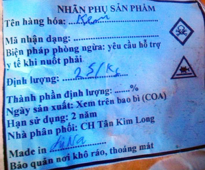 Hóa chất ngâm măng cấm sử dụng trong chế biến thực phẩm.