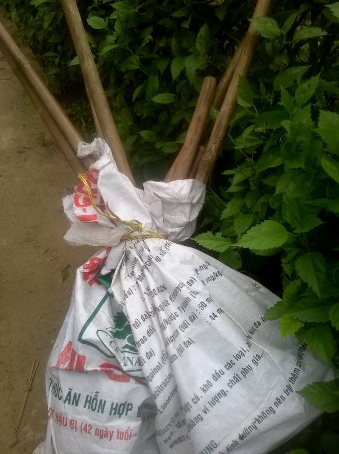 Những hung khí Hòa dùng để giết ông Diên được công an thu giữ 