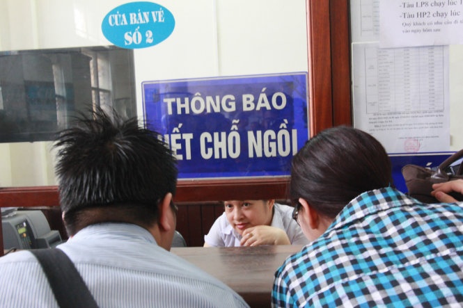 Thông báo hết chỗ ngồi của ga Hải Phòng.