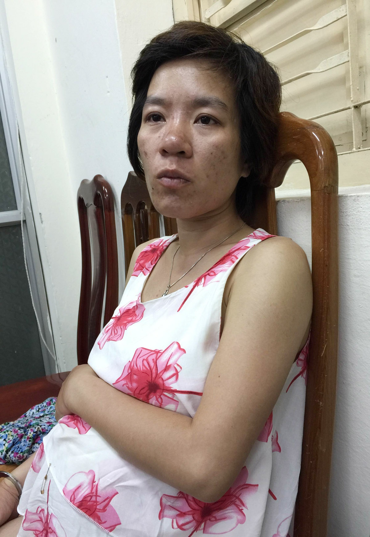 Nguyễn Thị Tiến tại cơ quan công an. Ảnh: Việt Đức.