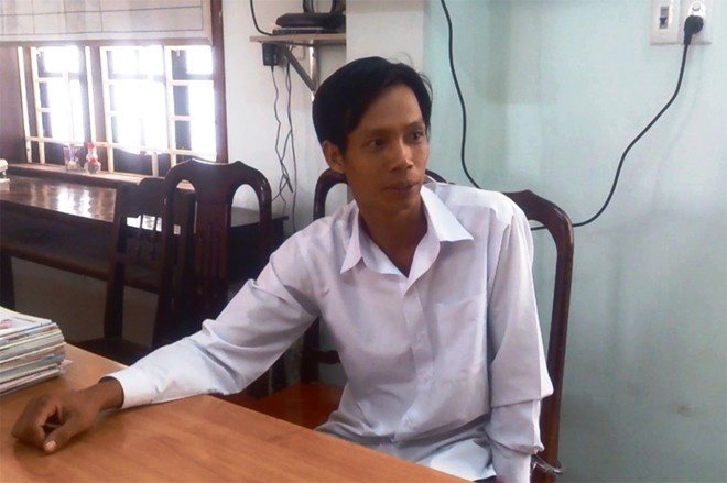 Trần Đình Thịnh tại cơ quan điều tra. Ảnh: Hoàng Lê.