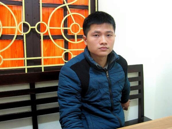 Nghi phạm Ngọc tại cơ quan công an.