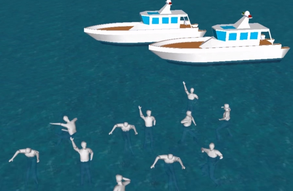 Clip 3D mo phong vu chim tau tren song Han hinh anh