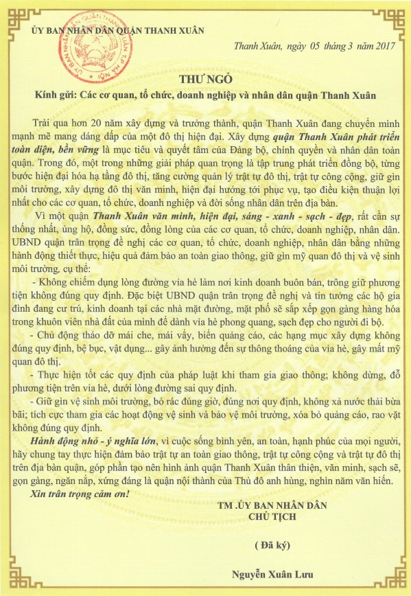 Chủ tịch quận viết thư ngỏ ảnh 1 Chu tich quan viet thu ngo anh 1