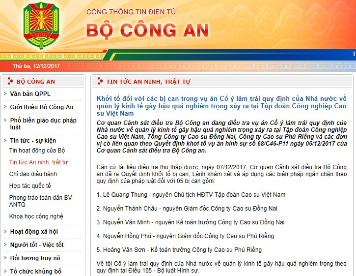 khởi tố cựu chủ tịch Tập đoàn Cao su Việt Nam ảnh 1 khoi to cuu chu tich Tap doan Cao su Viet Nam anh 1