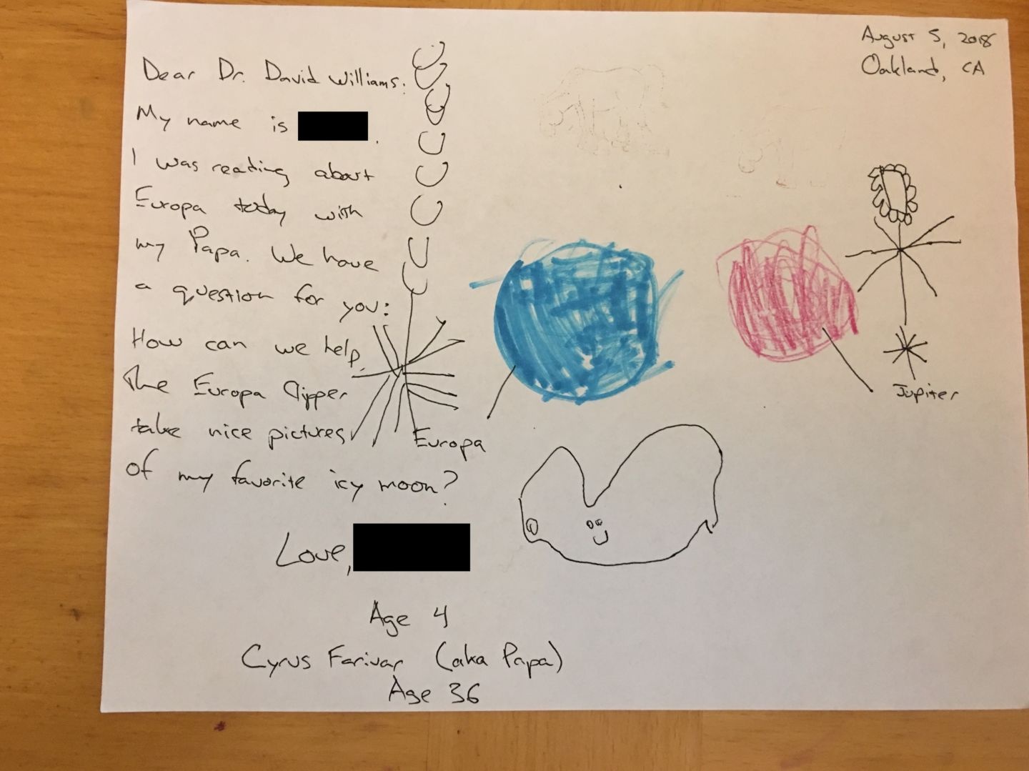 cau be viet thu cho NASA anh 1