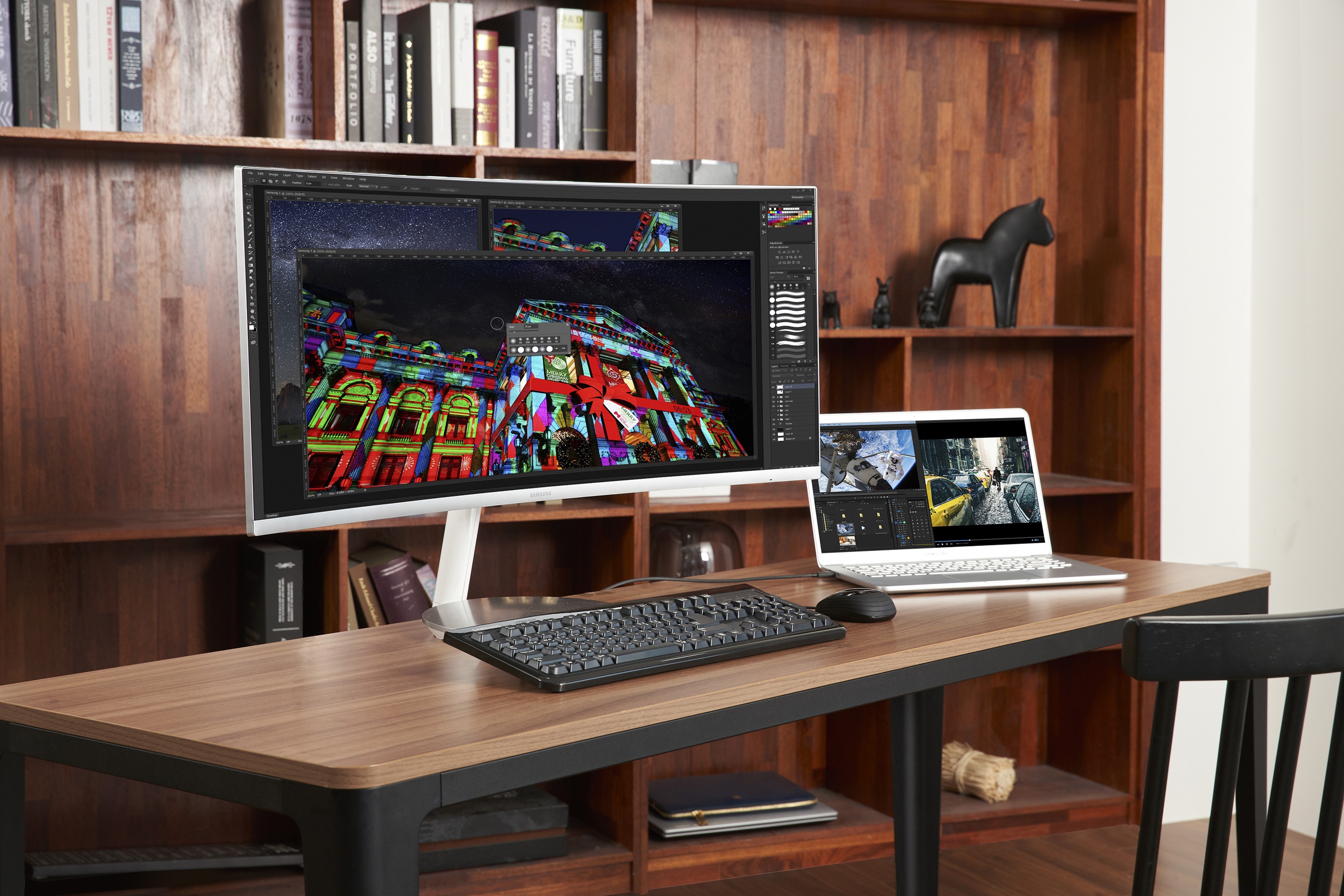 Samsung ra mat man hinh cong dung ket noi Thunderbolt 3 hinh anh