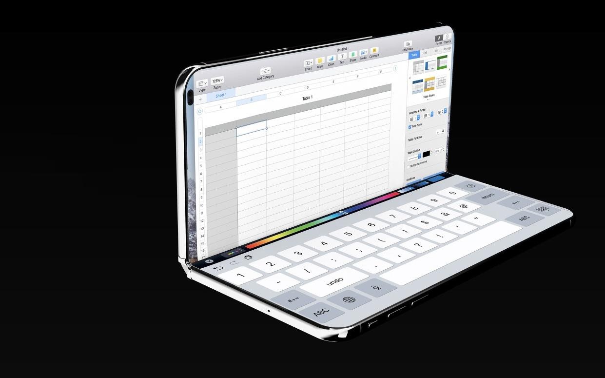 Concept iPhone X man hinh gap tuong tu Galaxy Fold hinh anh
