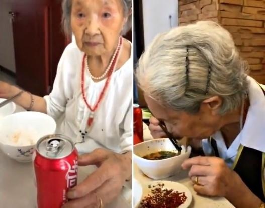 Ba cu 98 tuoi thanh hien tuong Internet TQ vi an lau va uong Coca hinh anh