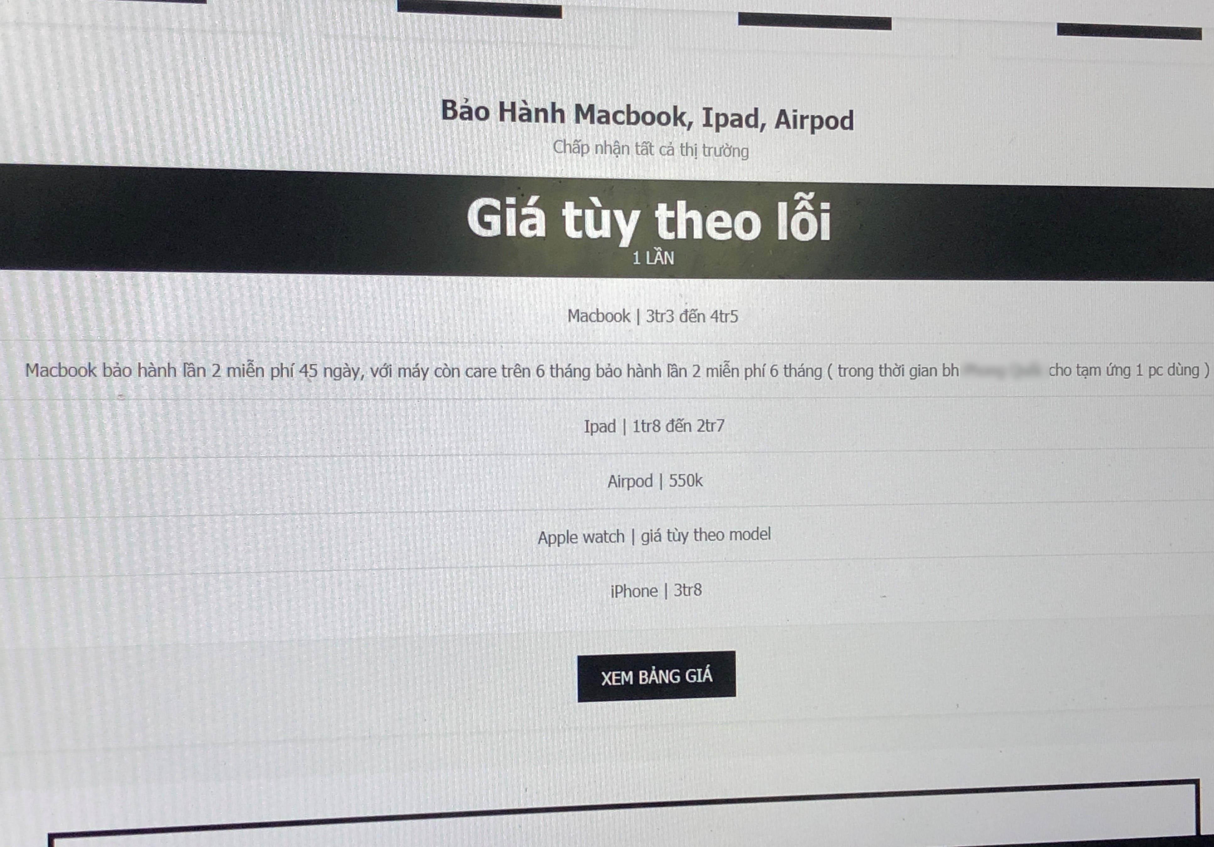 dich vu bao hanh Apple anh 1