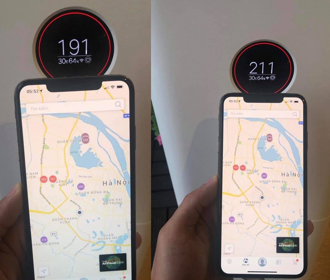 Tu dung may loc khong khi kiem chung ket qua cua AirVisual tai HN hinh anh