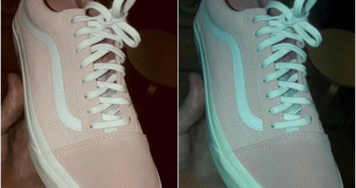 Chiec giay mau hong trang hay xam xanh gay tranh cai tren mang hinh anh