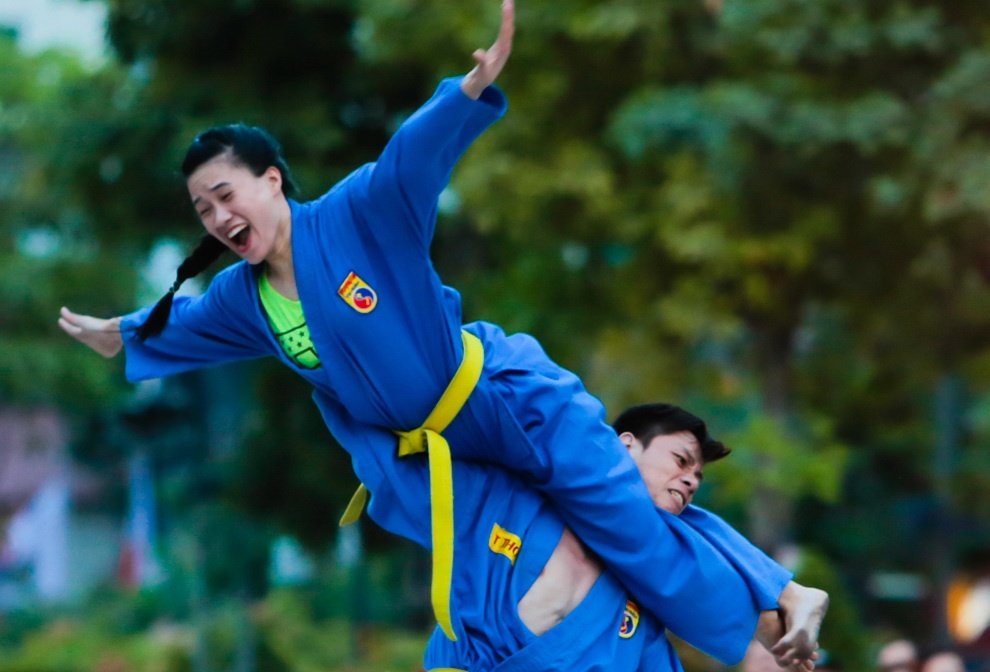 Man trinh dien Vovinam tren pho di bo Nguyen Hue hinh anh