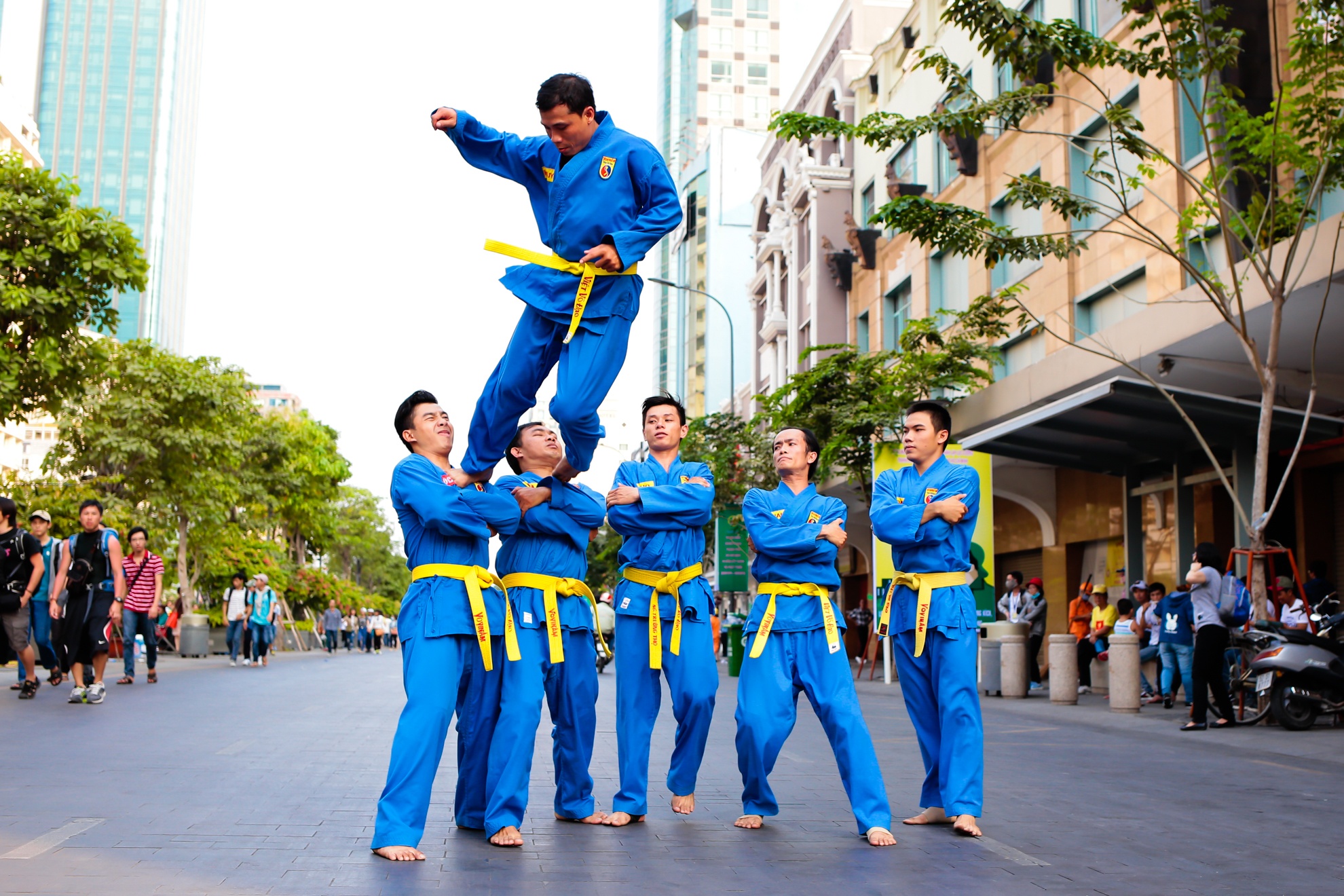 trinh dien vovinam,  bieu dien vovinam tren pho di bo anh 11