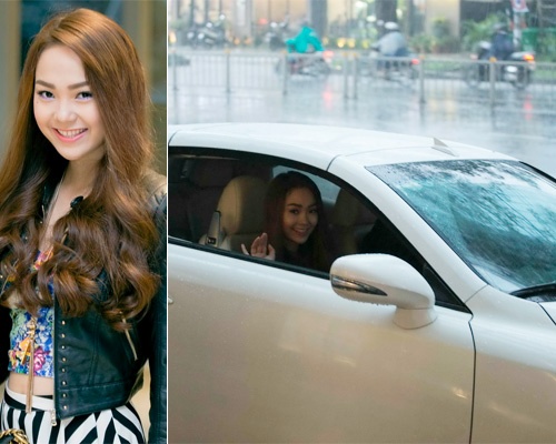 Minh Hang duoc em trai lai xe dua don ngay mua hinh anh