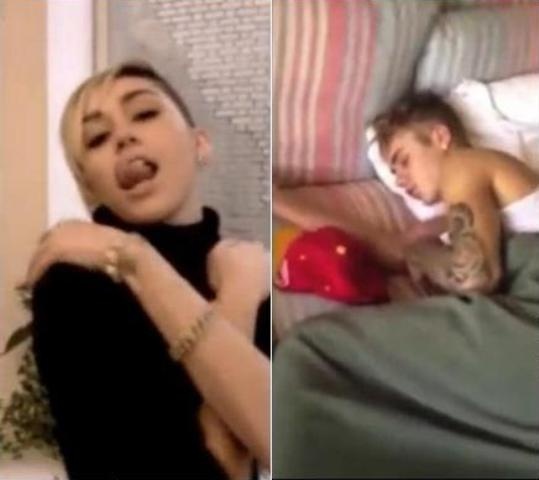 Miley Cyrus dung clip che Justin Bieber ngu voi gai goi hinh anh